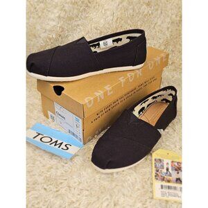 TOMS Classic Canvas Black Slip On, Size 5.5